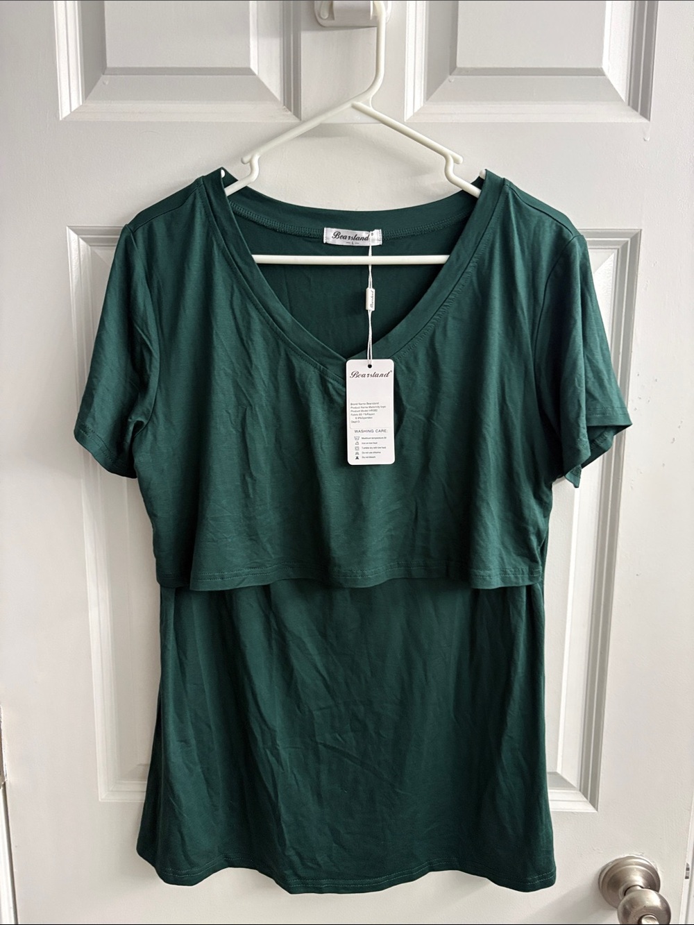 Bearsland Forest Green Short Sleeve Layered Nursing Tee